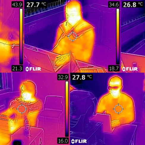 Heat map photos of people at their laptops