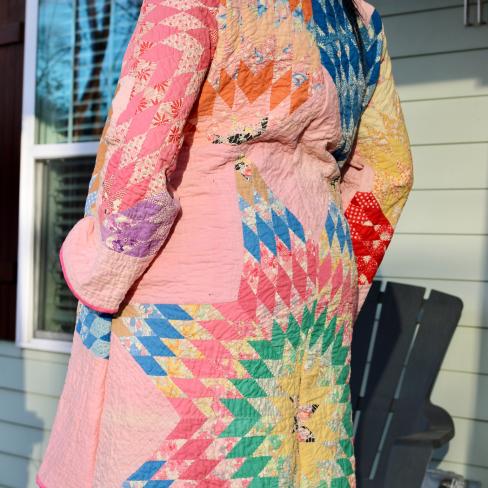 Repurposed quilt made into a coat